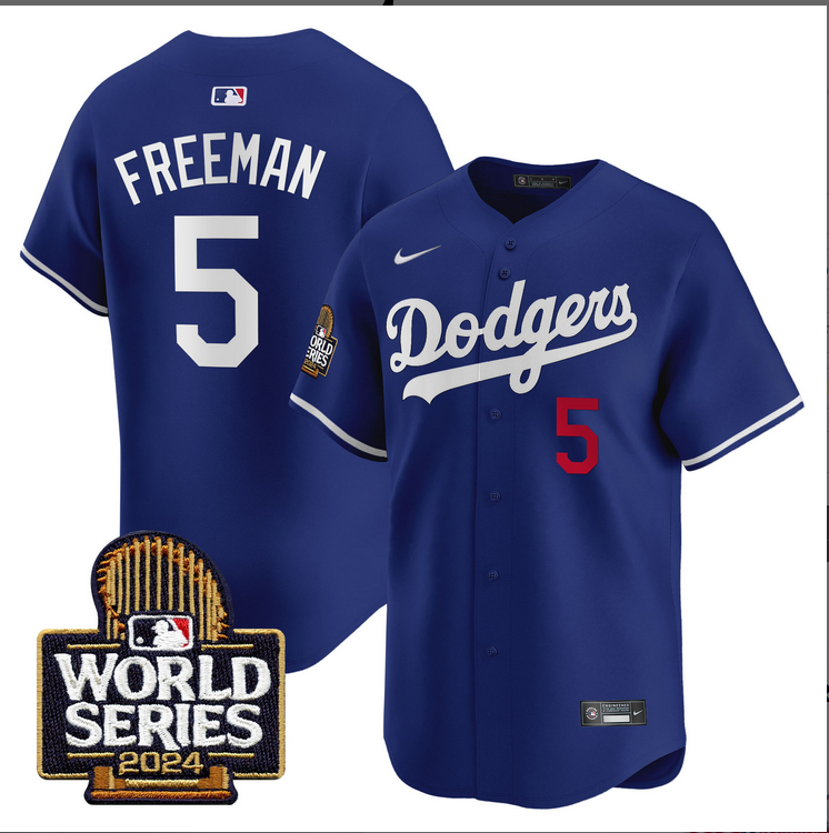 Men MLB Los Angeles Dodgers #5 Freeman blue 2024 World Series Champions Patch Limited Jersey20241105